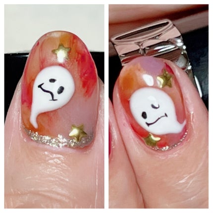 かぶららら on LIPS 「ネイルを変えました🙃ハロウィン🎃おばけ👻ネイルです。ぷっくりし..」(2枚目)