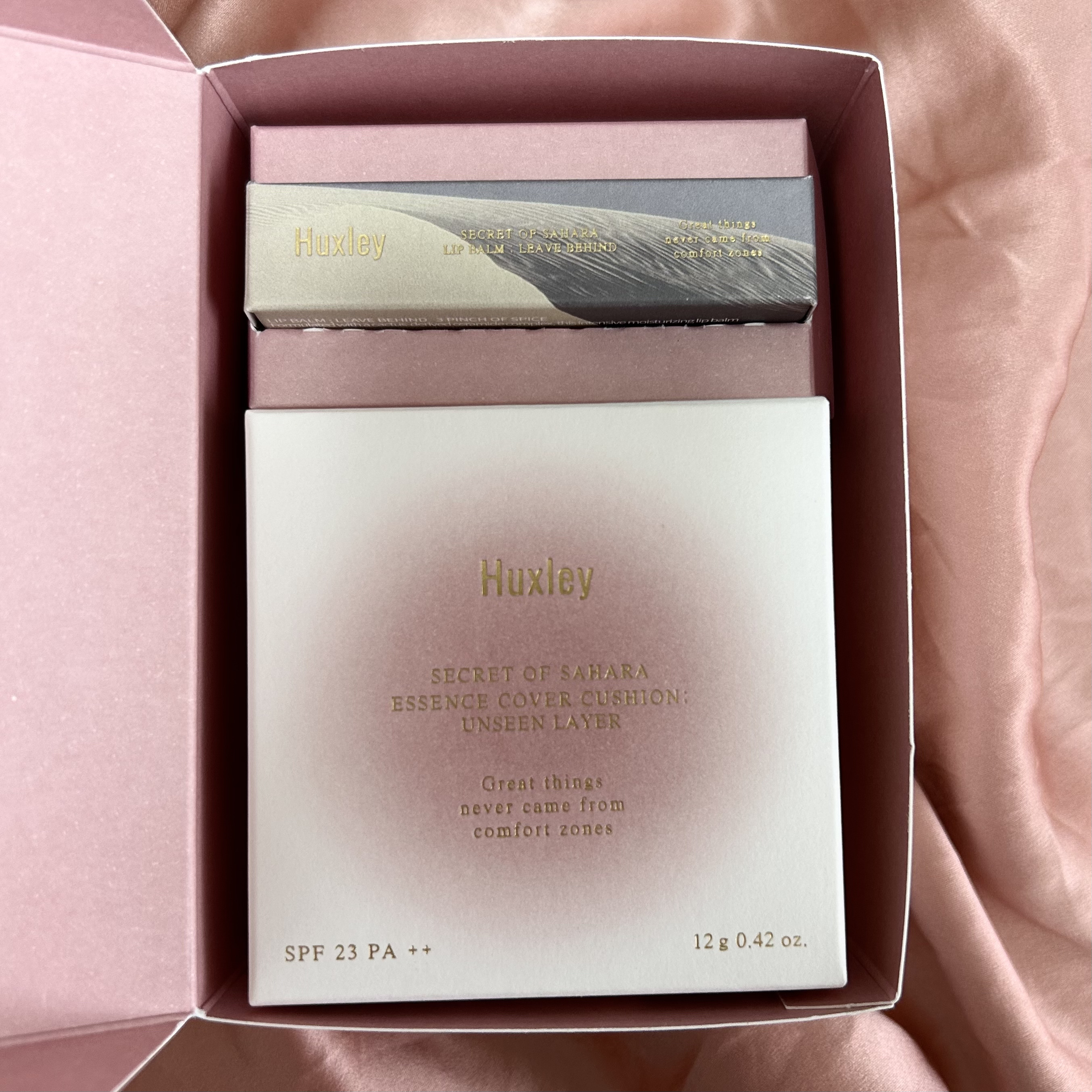 エッセンスカバークッション＆リップバームセット/Huxley/メイクアップキットを使ったクチコミ（2枚目）