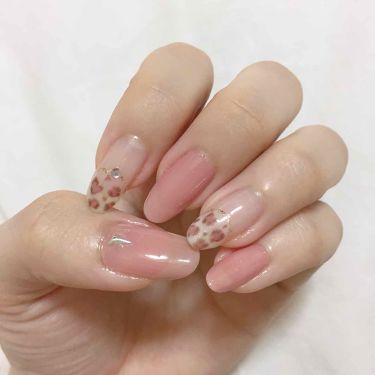 カラフルネイルズ キャンメイクの口コミ 甘めのヒョウ柄ネイル 透け感のある淡いピ By ほこ 代前半 Lips