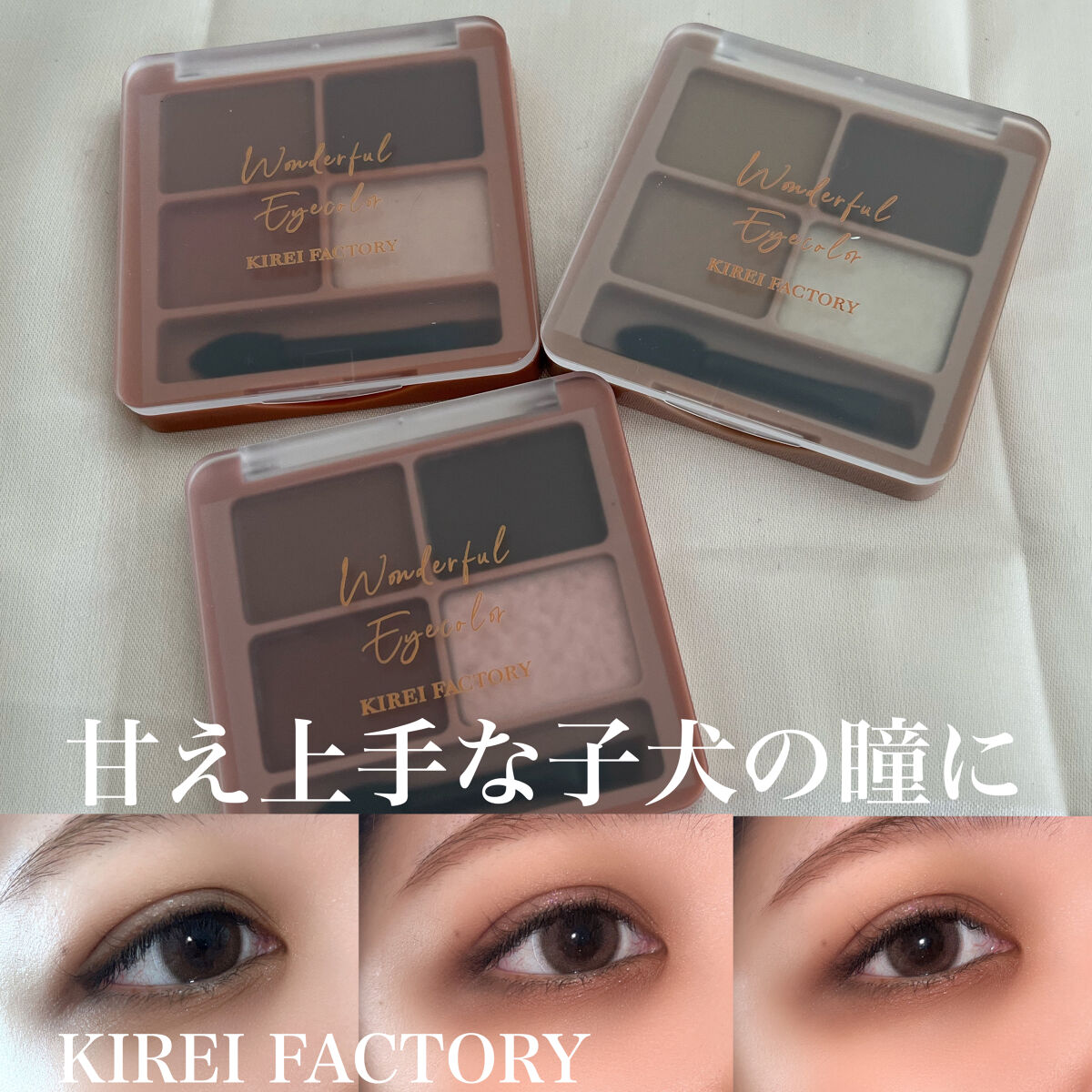 わんだふるアイカラー 01 しばブラウン（ベージュ系）/KIREI FACTORY/アイシャドウパレットを使ったクチコミ（1枚目）