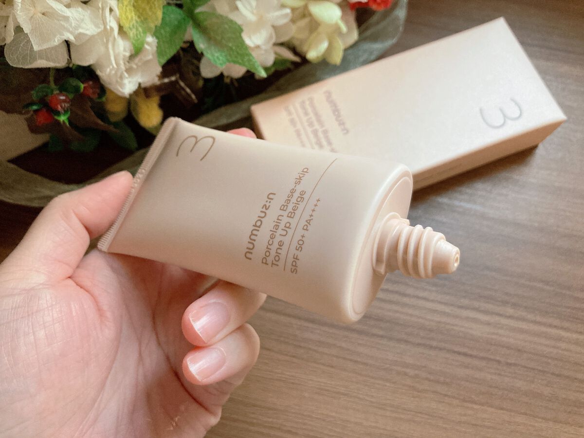 3番 ノーファンデ陶器肌トーンアップクリーム/numbuzin/化粧下地を使ったクチコミ(2枚目)