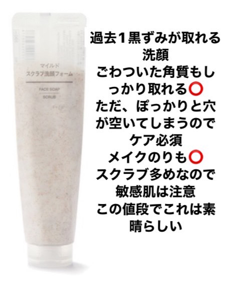 マイルドスクラブ洗顔フォーム/無印良品/スクラブ・ゴマージュを使ったクチコミ（2枚目）