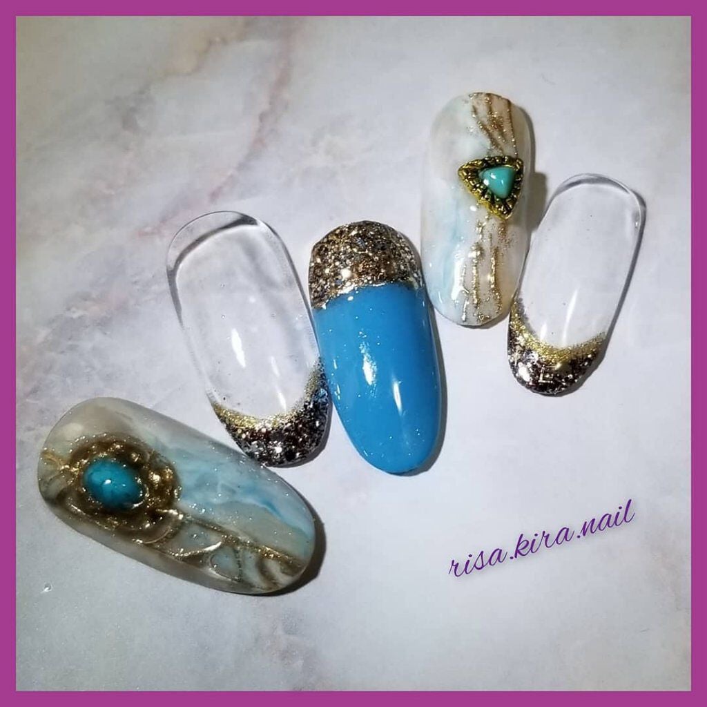 r.kira.nail on LIPS 「ターコイズカラーがお好きなかたもいっぱいいらっしゃいますね😃✨..」(1枚目)