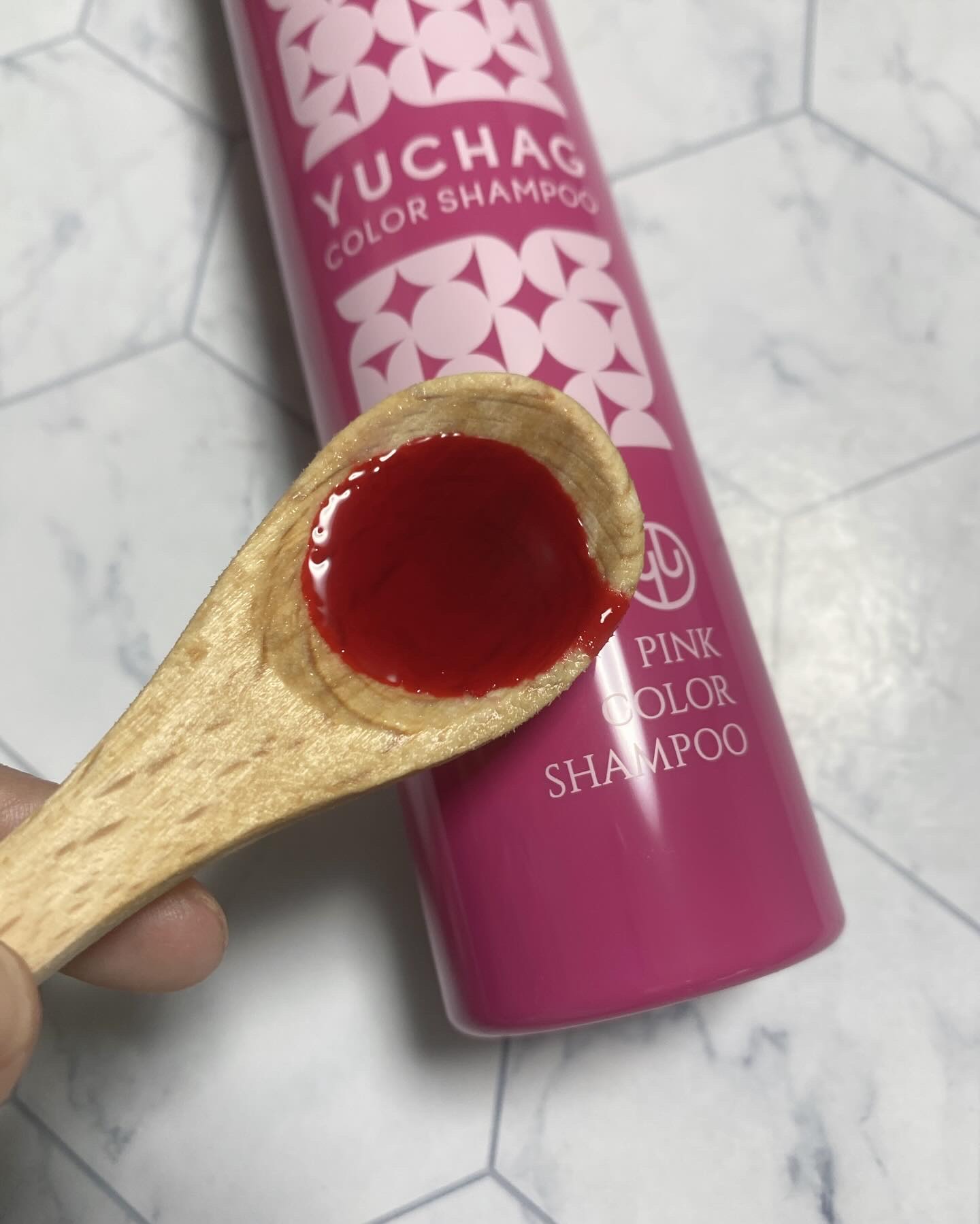 ユチャ　カラーシャンプー/カラートリートメント セット（ピンク）/YUCHAG/市販シャンプーを使ったクチコミ（3枚目）