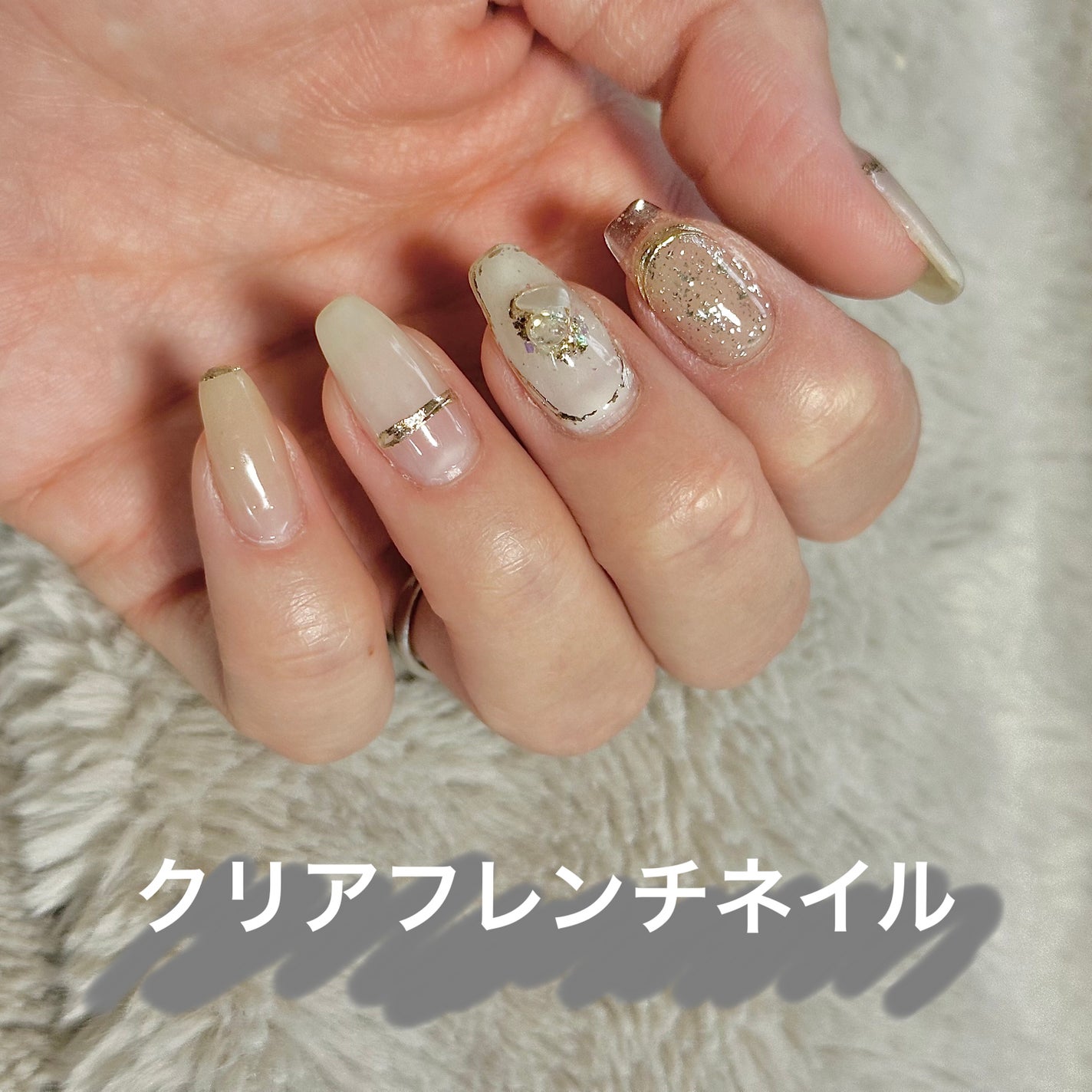 クリアグレー✨ニュアンスミラーネイル 淋し クリアグレー✨ニュアンスミラーネイル 淋し