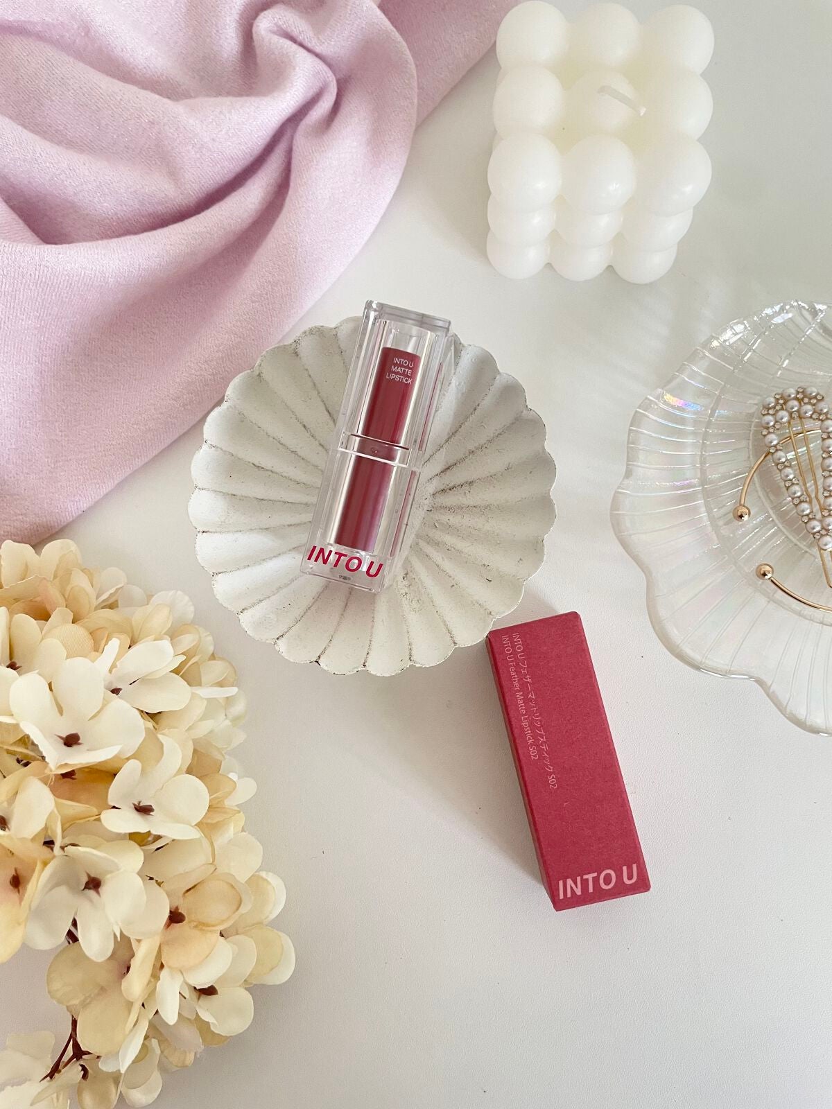 フェザーマットリップスティック/INTO U/口紅を使ったクチコミ(4枚目)