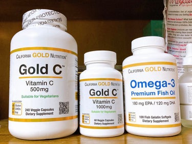 CALIFORNIA GOLD NUTRITION
ゴールドC ビタミンC
500mg 240粒/1571円→よく半額セールしてる
1000mg 60粒/604円→試用価格118円
オメガ-3 プレミア