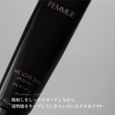 FEMMUE トーンアップUVクリーム SPF50 PA+++のクチコミ「⌘ FEMMUE
    WE LOVE SUN

   SPF 50 PA+++
    ト.....」（2枚目）