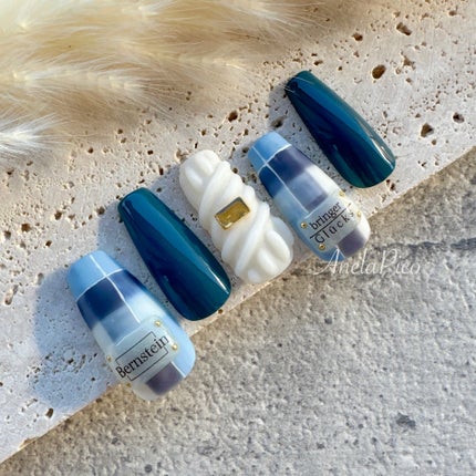 #ネイル,#純国産ジェルネイル,#ジェルネイル,#ブランケットネイル,#チェックネイル,#冬ネイルのネイルデザイン