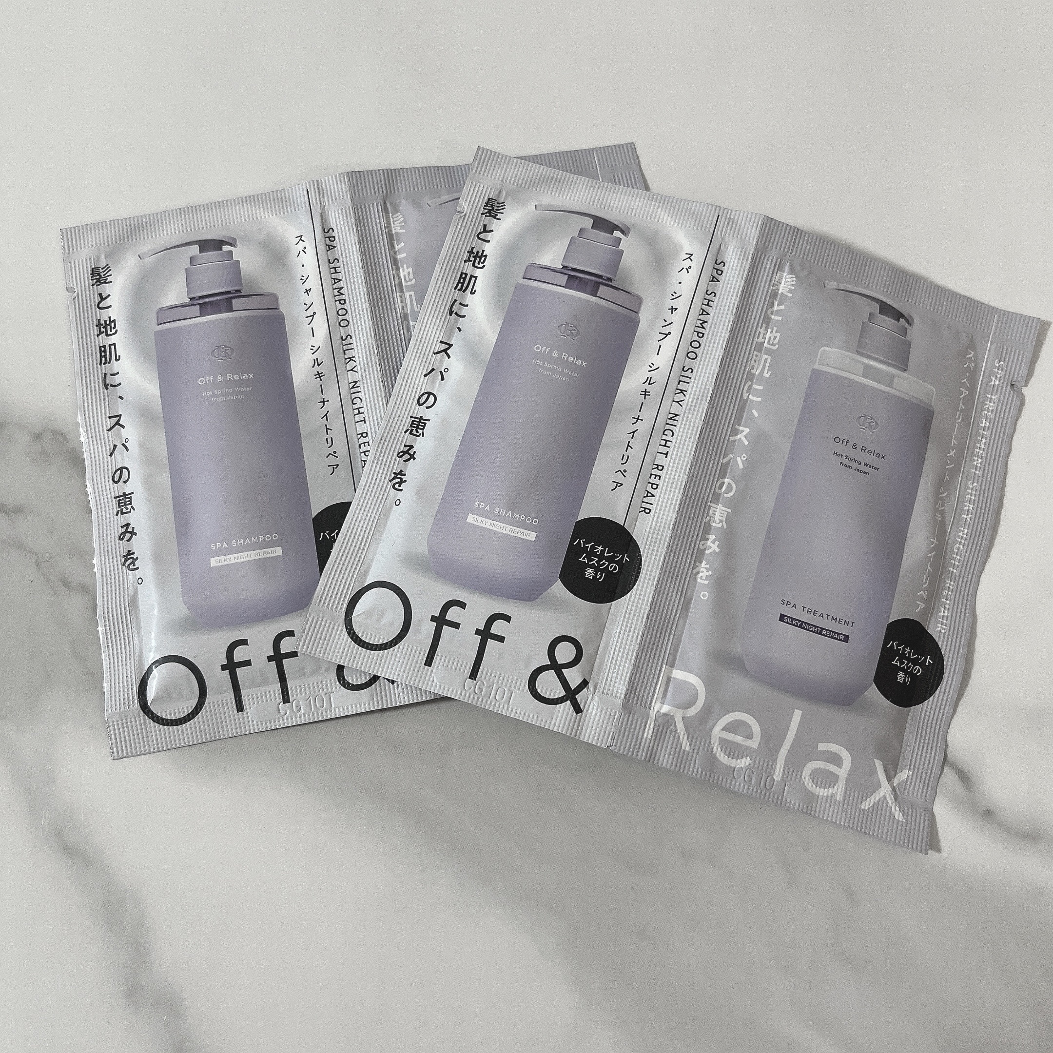 ｰｰｰOff&Relax
シルキーナイトリペア

さっぱり洗えるのに結構まとまる！
と思ったけど数回使用すると
かなり脱脂力？乾燥？を感じて
寝癖も気になるように…🌨

総評【週1使うリセットシャンプーなら〇】

