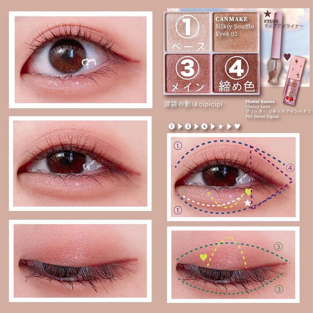 Cherry Love グリッター リキッドアイシャドウ/FlowerKnows/グリッターを使ったクチコミ（2枚目）