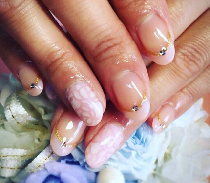 #ストーンネイル,#お花ネイル,#ピンクネイル,#フレンチネイル,#オフィスネイルのネイルデザイン