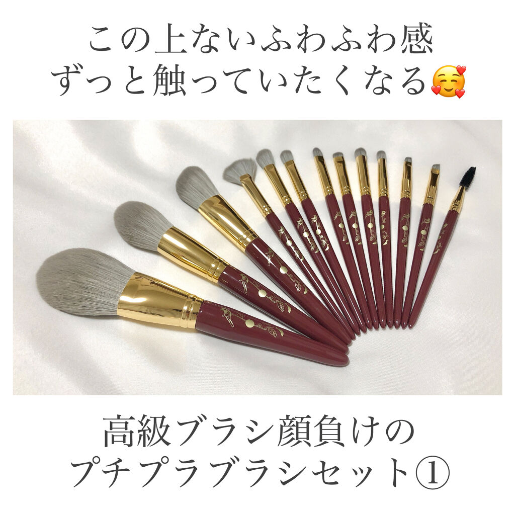 ROWNYEON 緑姫シリーズ メイクブラシ１３本セット 化粧ポーチ付き/Rownyeon/メイクブラシを使ったクチコミ（1枚目）