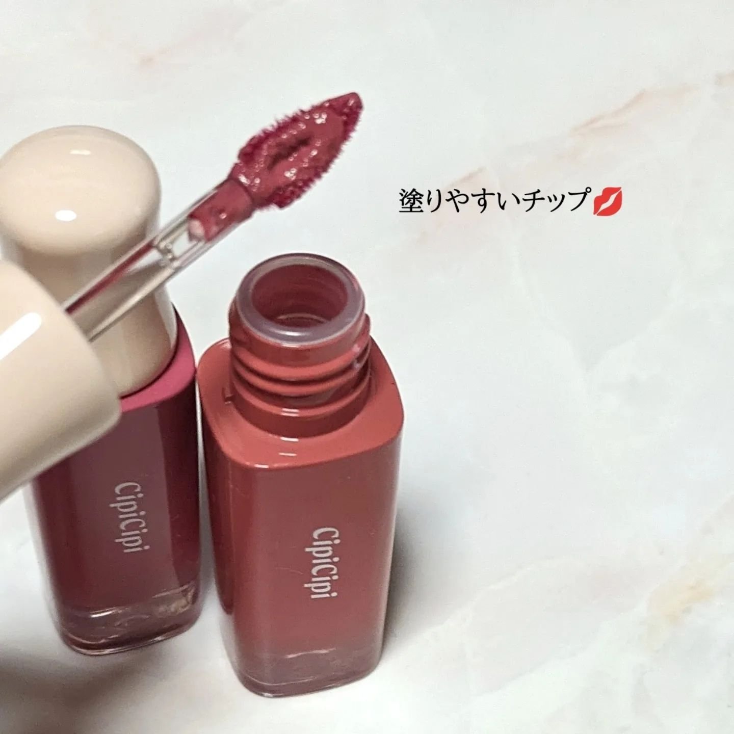 デューイフィルムティント 10 チアフルピンク/CipiCipi/リップティントを使ったクチコミ（2枚目）