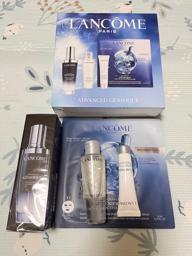 LANCOME
ジェニフィック アドバンスト N
50ml

化粧水、乳液、マスクがついたセットが出てたので購入しました。
マスクが使いたくて…
美容液はまだ残ってるけど、ストック用にします。

ちなみ