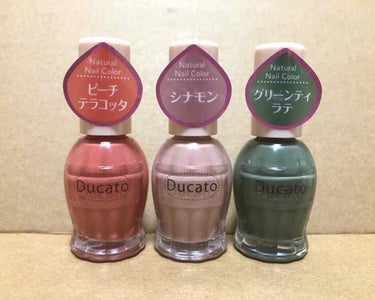 秋用に買ったネイル🍄

DucatoのナチュラルネイルカラーN

・ピーチテラコッタ
・シナモン
・グリーンティラテ

「新商品」ってポップが付いたネイルが6〜7？8？色くらいあって、うっかり全部買いそ