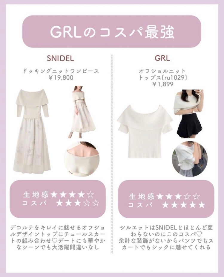 まゆ@フォロバ100 on LIPS 「買う前に絶対チェック!SNIDELvsGRLどのくらい似てる?..」(7枚目)