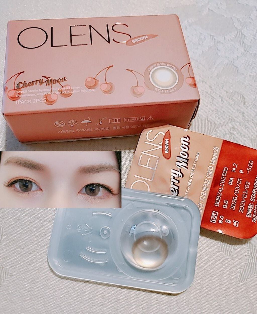 Cherry moon 1Month/OLENS/カラーコンタクトレンズを使ったクチコミ(2枚目)