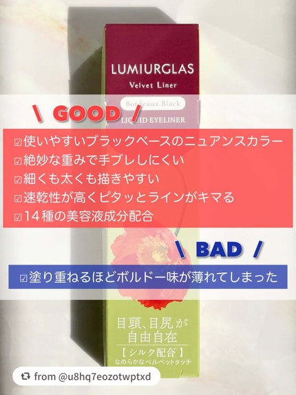 ベルベットライナー/LUMIURGLAS/リキッドアイライナーを使ったクチコミ(9枚目)