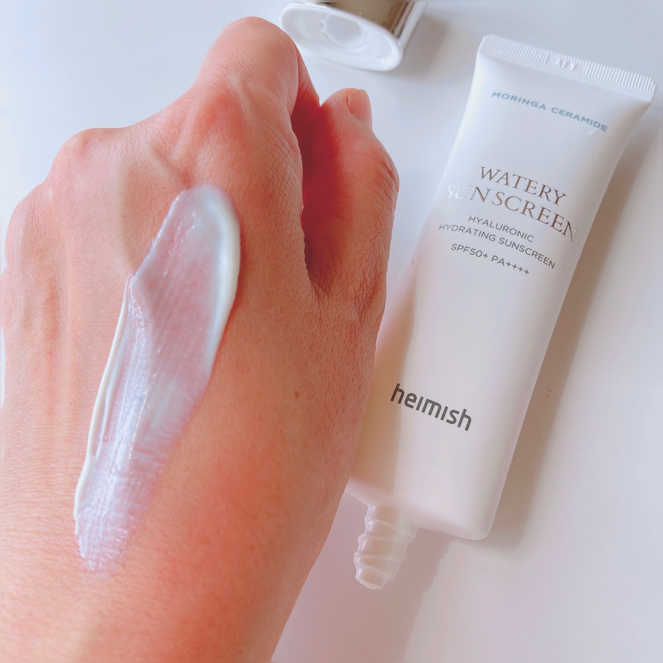 モリンガ セラミド ヒアルロン酸 ハイドレーティング ウォータリー サンスクリーン/heimish/日焼け止めクリームを使ったクチコミ（2枚目）