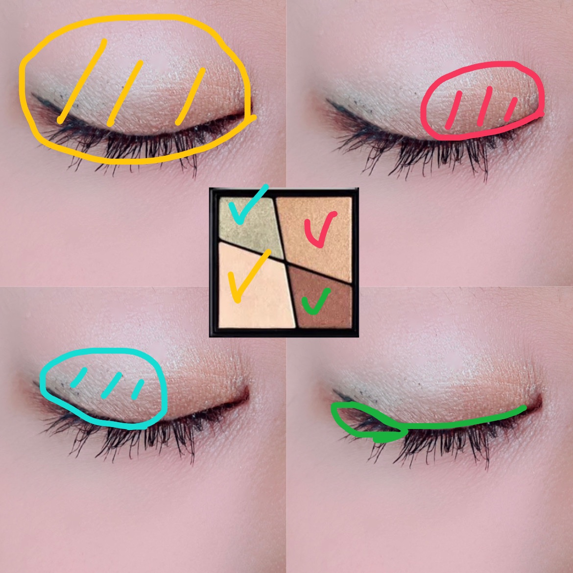 UR GLAM　VELVET EYE COLOR PALETTE ピスタチオブラウン/U R GLAM/アイシャドウパレットを使ったクチコミ（2枚目）