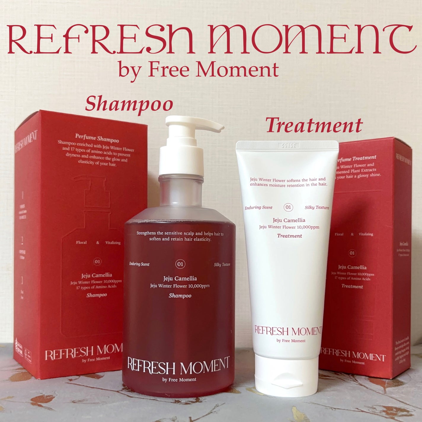 リフレッシュモーメントパフュームシャンプー/トリートメント Jeju Camellia/Free Moment /市販シャンプーを使ったクチコミ(1枚目)