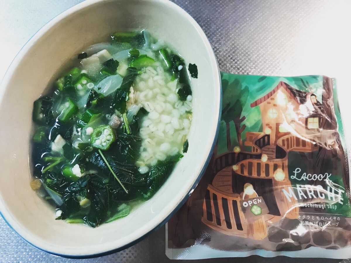 もち麦スープ/ラコックマルシェ/低糖質食品を使ったクチコミ(4枚目)