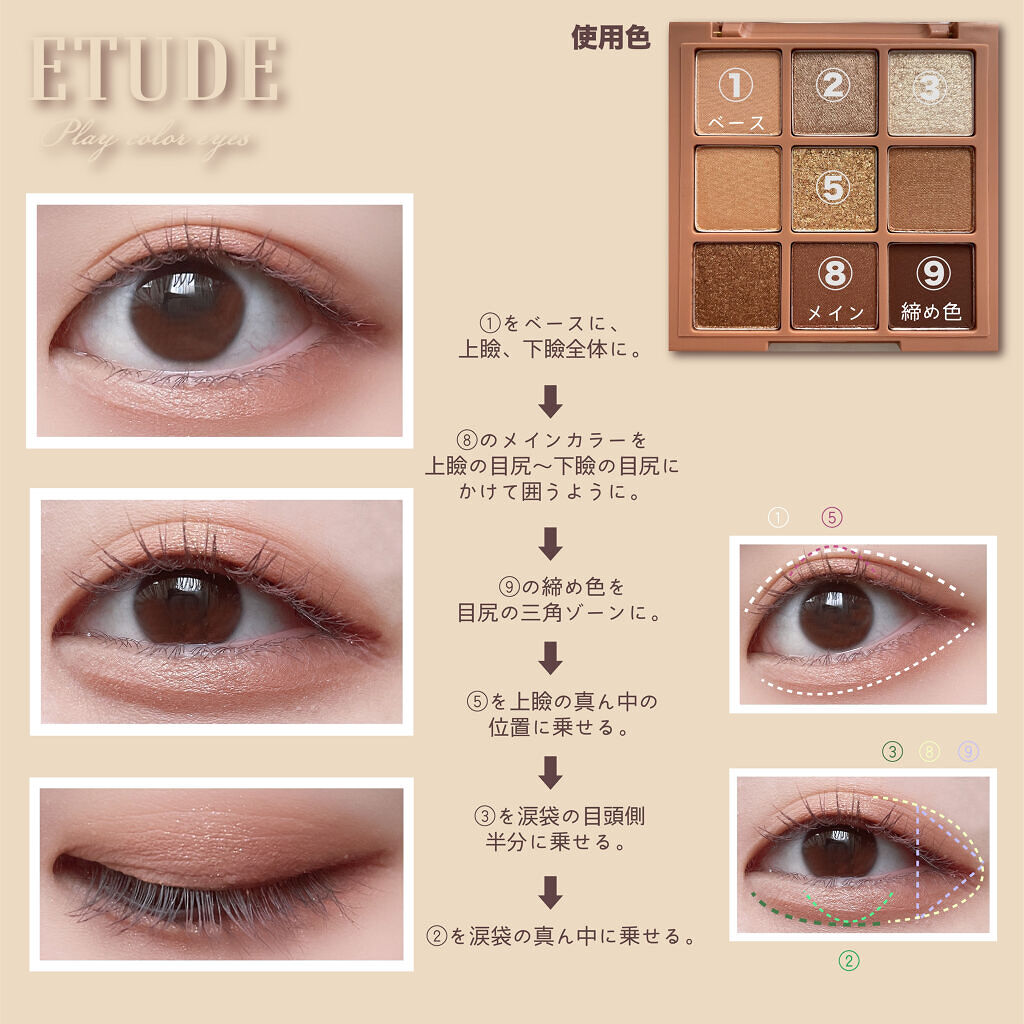 プレイカラーアイズ サンドヒル/ETUDE/アイシャドウパレットを使ったクチコミ（2枚目）