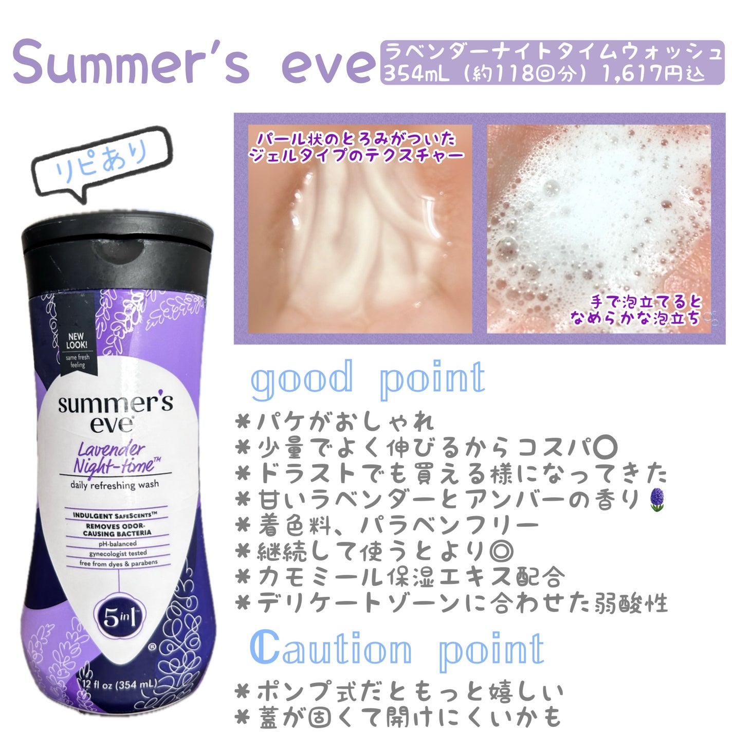 ラベンダーナイトタイムウォッシュ/Summer's Eve(サマーズイブ)/デリケートゾーンケアを使ったクチコミ(1枚目)