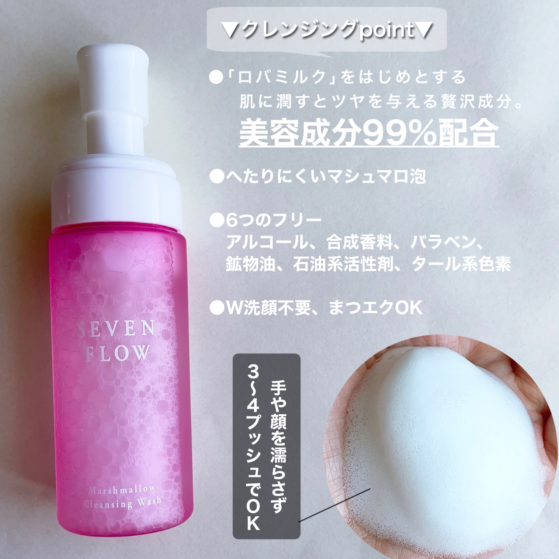 マシュマロ クレンジング ウォッシュ/セブンフロー/洗顔フォームを使ったクチコミ（2枚目）