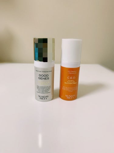 #使い切り
SUNDAY RILEYの
Good Genes Glycolic Acid Treatment
とC.E.O Vitamin C Rapid Flash Brightening  Seru