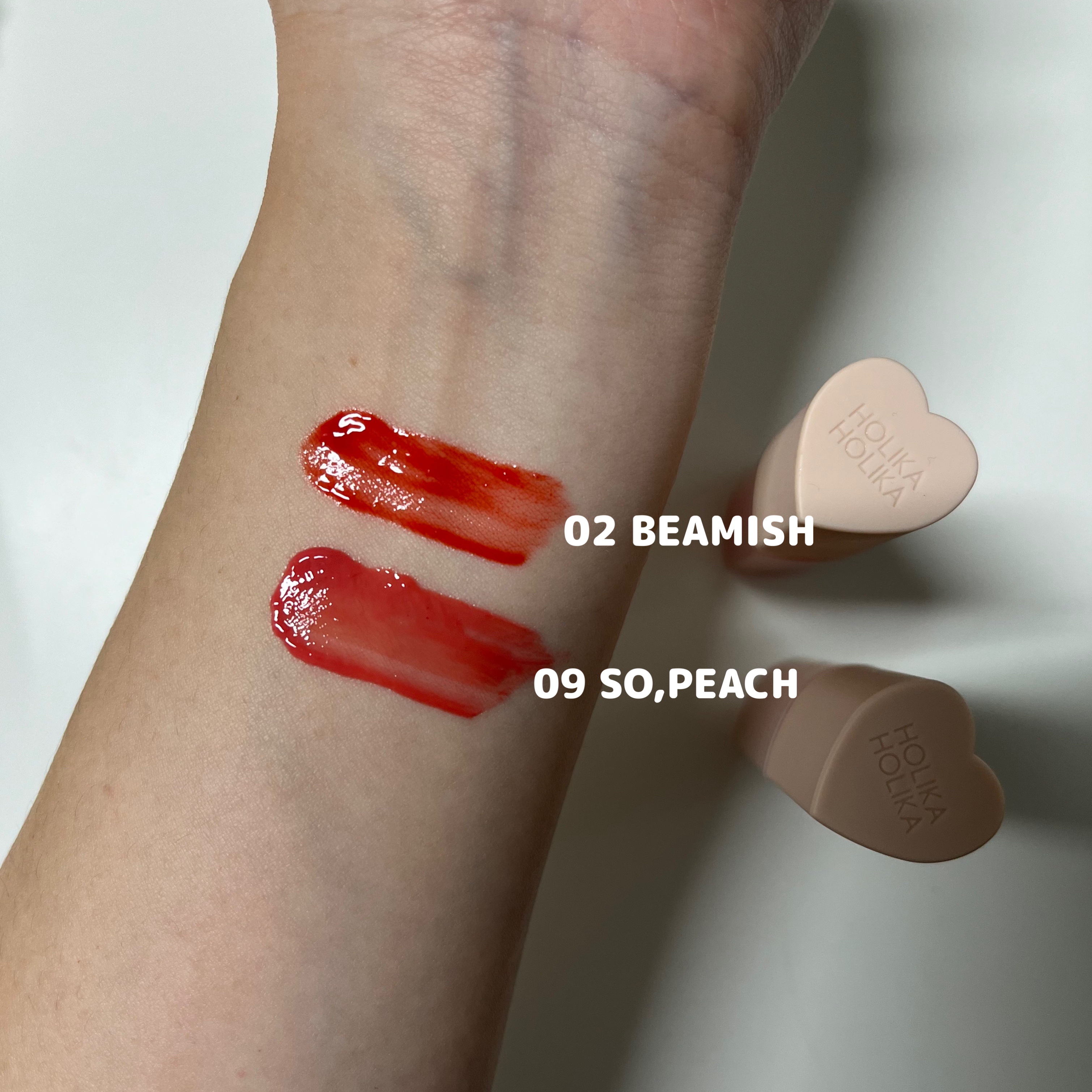 ハートクラッシュ ベアグレイズティント 09 ソーピーチ(SO,PEACH)/HOLIKA HOLIKA/リップティントを使ったクチコミ（3枚目）