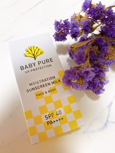 ボタニカルUVクリーム　BABY PURE

日焼け止めです﻿←
﻿
界面活性剤を使わない乳化技術﻿
「モイストレーション処方」で﻿
水や汗と再乳化せず落ちにくくなってます。﻿
﻿
肌に塗ってみると﻿
