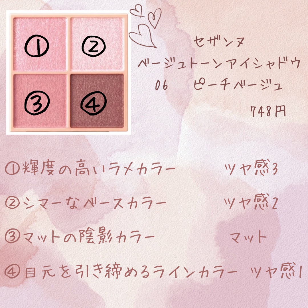 ベージュトーンアイシャドウ 06 ピーチベージュ/CEZANNE/アイシャドウパレットを使ったクチコミ（3枚目）