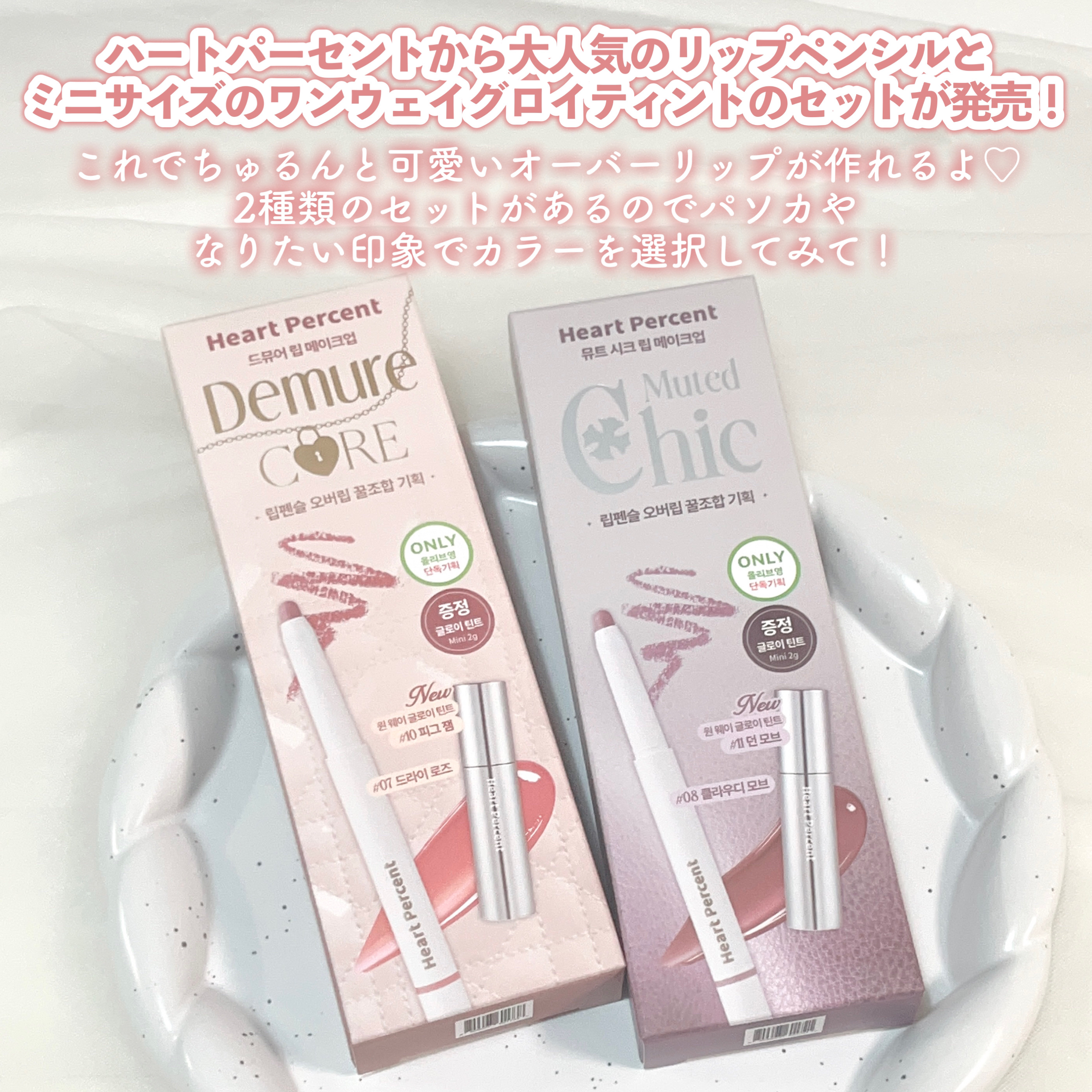 リップペンシル＋グロイティントミニ企画セット/Heart Percent/リップティントを使ったクチコミ（2枚目）