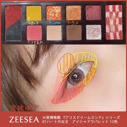 アリスドリームランドシリーズ 12色アイシャドウパレット(ZEESEA×大英博物館)/ZEESEA/アイシャドウパレットを使ったクチコミ(2枚目)