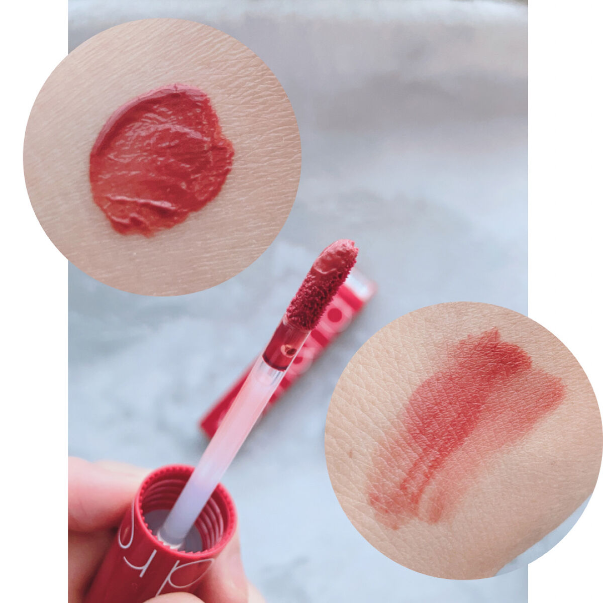 ジューシーラスティングティント/rom&nd/リップティントを使ったクチコミ（2枚目）