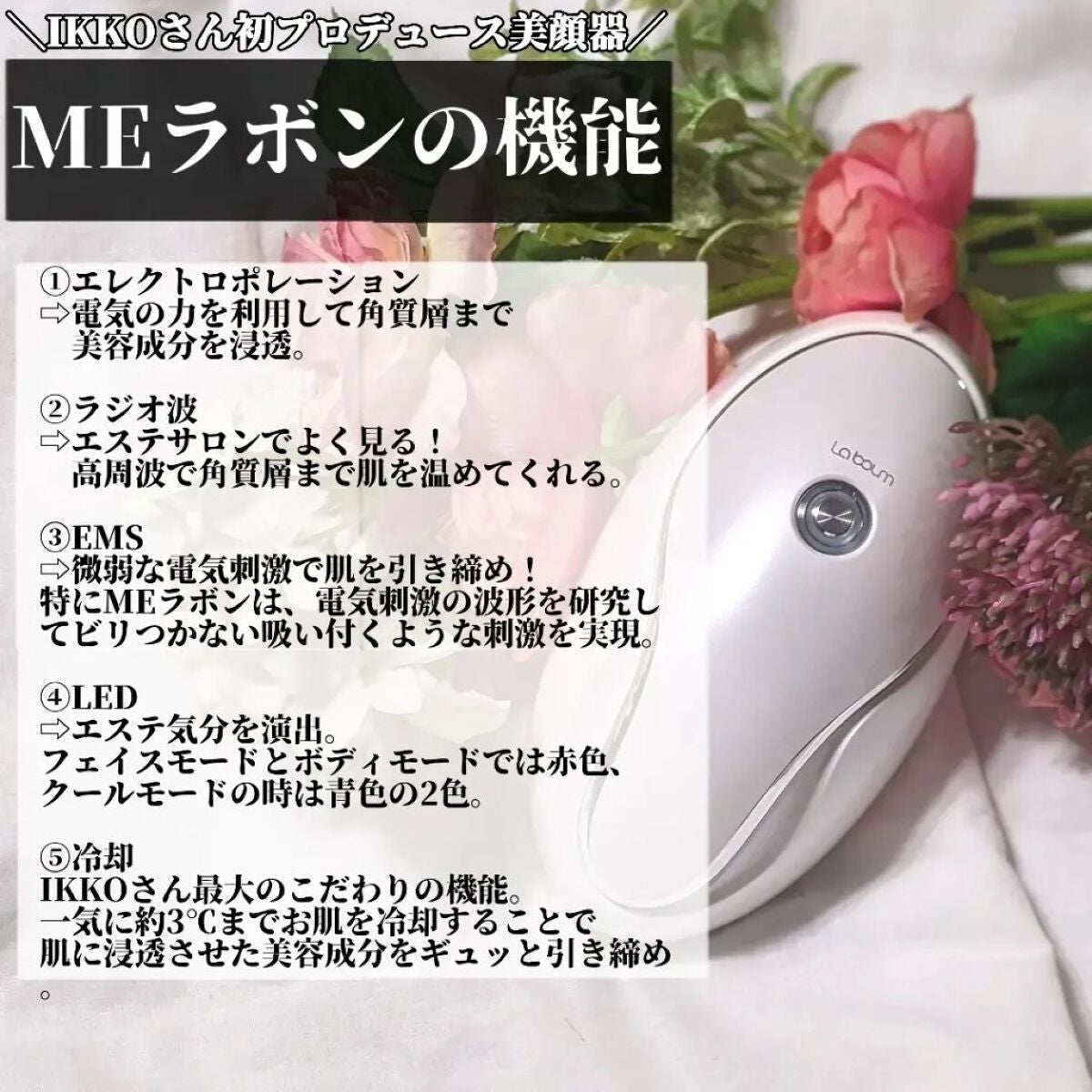 IKKOプロデュース MEラボン 美顔器 EMS RF LED COOL モード - 美容機器