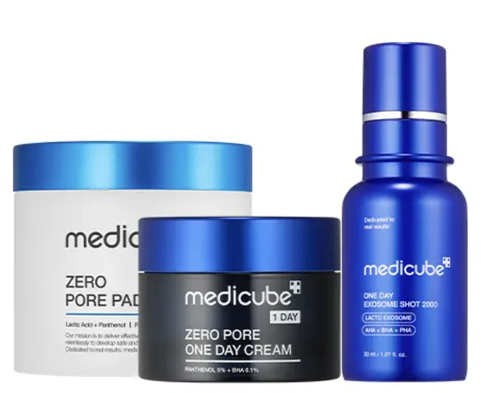 MEDICUBE ゼロ1DAYエクソソームショット2000 1個+ゼロ毛穴パッド 1個+ゼロ毛穴1DAYクリーム 1個 セット