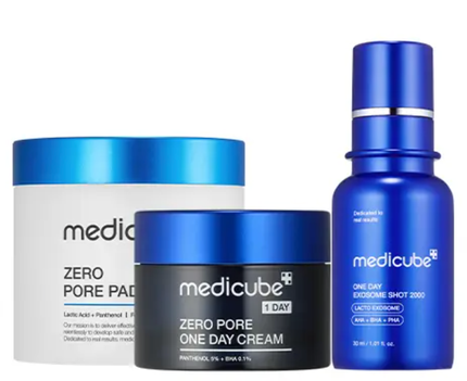 MEDICUBE ゼロ1DAYエクソソームショット2000 1個+ゼロ毛穴パッド 1個+ゼロ毛穴1DAYクリーム 1個 セット