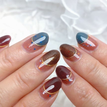 ミルクティ on LIPS 「✴✴#深め丸フレンチネイル✨✴ずーっと気になっていて、去年のメ..」(7枚目)