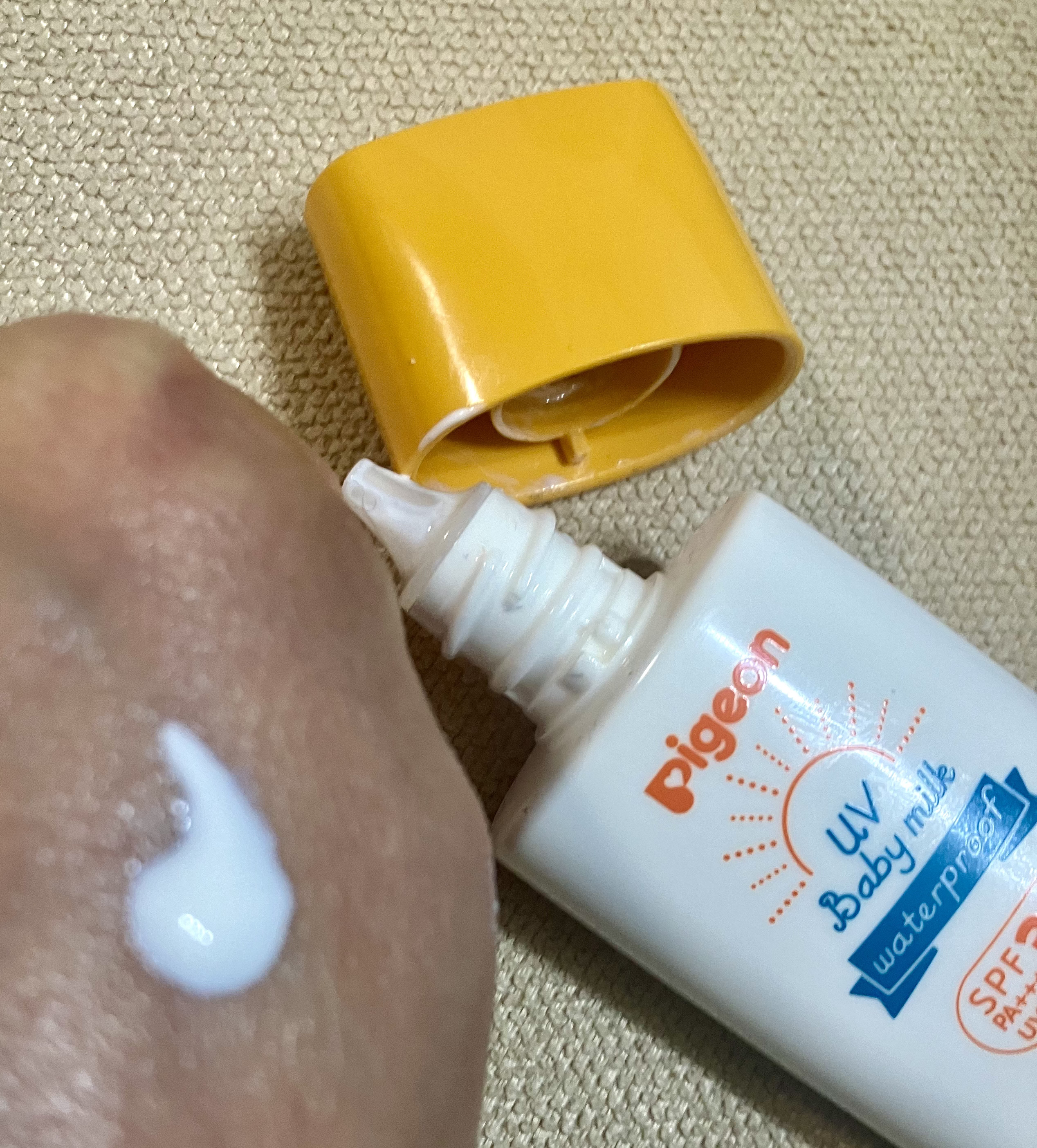 UVベビーミルク ウォータープルーフ SPF35/ピジョン/日焼け止めミルクを使ったクチコミ（2枚目）