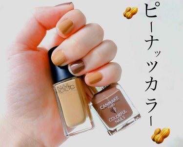 

秋色でピーナッツカラー🥜🥜🥜🥜


#NAILHOLIC BE316

おでんの横についてる濃いめの辛子色🍢


#CANMAKE N15

チョコレートみたいなブラウン🍫



2つとも二度塗りし