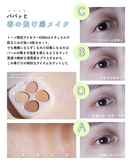 トーン ペタル フロート アイパレット EX04 tetsunagi/to/one/アイシャドウパレットの画像