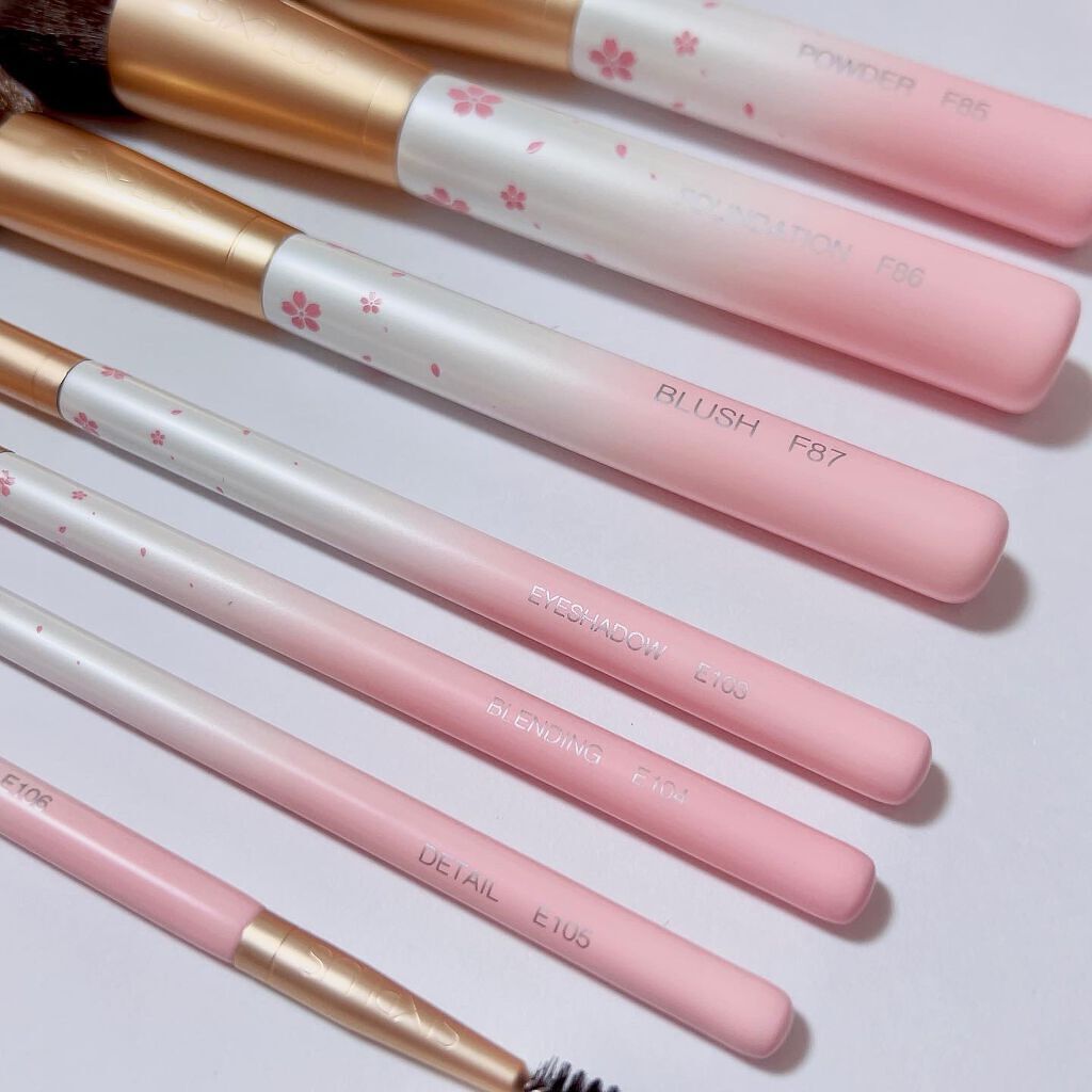SIXPLUS 桜色グラデーション　メイクブラシ 7本セット/SIXPLUS/メイクブラシを使ったクチコミ（3枚目）