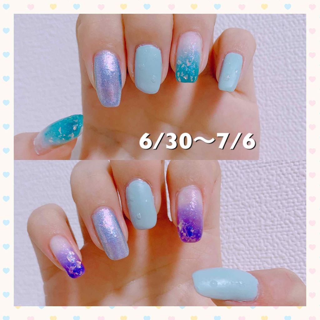 沙羅 on LIPS 「投稿が遅くなりました(˟⌑˟)今週も梅雨を意識して寒色のネイル..」(1枚目)