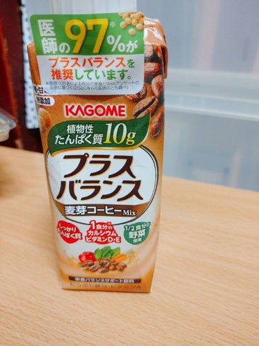 カゴメ プラスバランス栄養サポートスムージーのクチコミ「プラスバランス 麦芽コーヒーMix

１／２食分の野菜６０ｇ分と果実、大豆を使用した、栄養バラ.....」（1枚目）