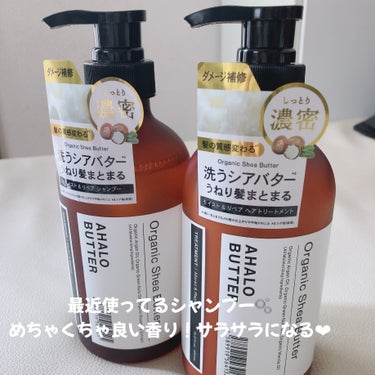  AHALO BUTTER
モイスト＆リペア シャンプー／ヘアトリートメント

　

さっぱりとした良い香りで、保湿系のシャントリです！

香りは強くはないのですが、もちが良くて日中に結いてる髪をほどい