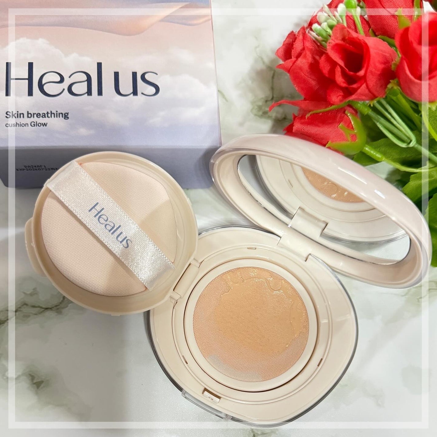 ブリージンググロークッション/Healus/クッションファンデーションを使ったクチコミ(1枚目)