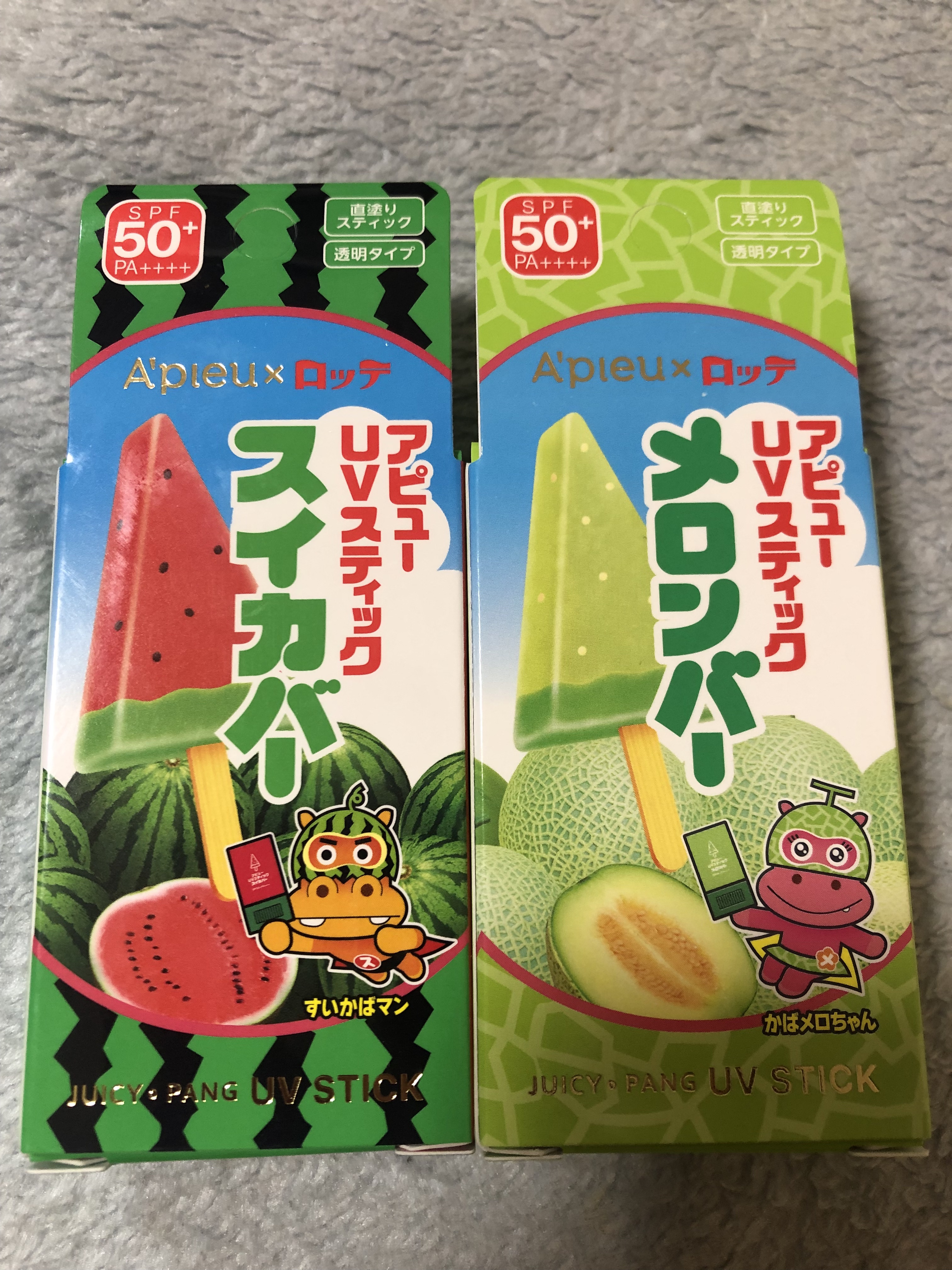 アピュー ジューシーパン UVスティック(スイカバー/メロンバー)/A’pieu/日焼け止めスティックを使ったクチコミ（1枚目）